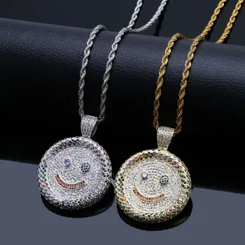 Hip Hop multicolor CZ Zircon Pave Bling Iced Out Smiley Round Pendants Necklace for Men Women Fashion Rapper Jewelry Gifts Gold
Hip Hop multicolor CZ Zircon Pave Bling Iced Out Smiley Round Pendants Necklace for Men Women Fashion Rapper Jewelry Gifts Gold