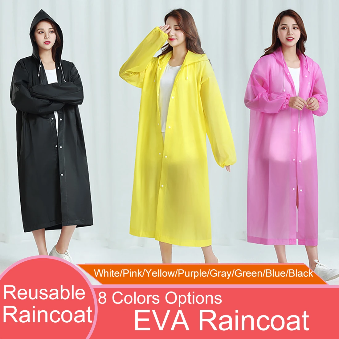Reusable Odorless EVA Plastic Durable Raincoat Fashion Thickened Poncho Rainwear For Hiking Cycling Garden Worker Man Women
Reusable Odorless EVA Plastic Durable Raincoat Fashion Thickened Poncho Rainwear For Hiking Cycling Garden Worker Man Women