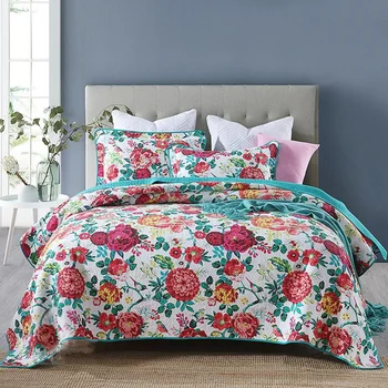 Flowers Print Bedspread Quilt Set 3PCS Coverlets Cotton Quilts Bed Cover Pillowcase King Queen Size Bedding Summer Blanket
Flowers Print Bedspread Quilt Set 3PCS Coverlets Cotton Quilts Bed Cover Pillowcase King Queen Size Bedding Summer Blanket