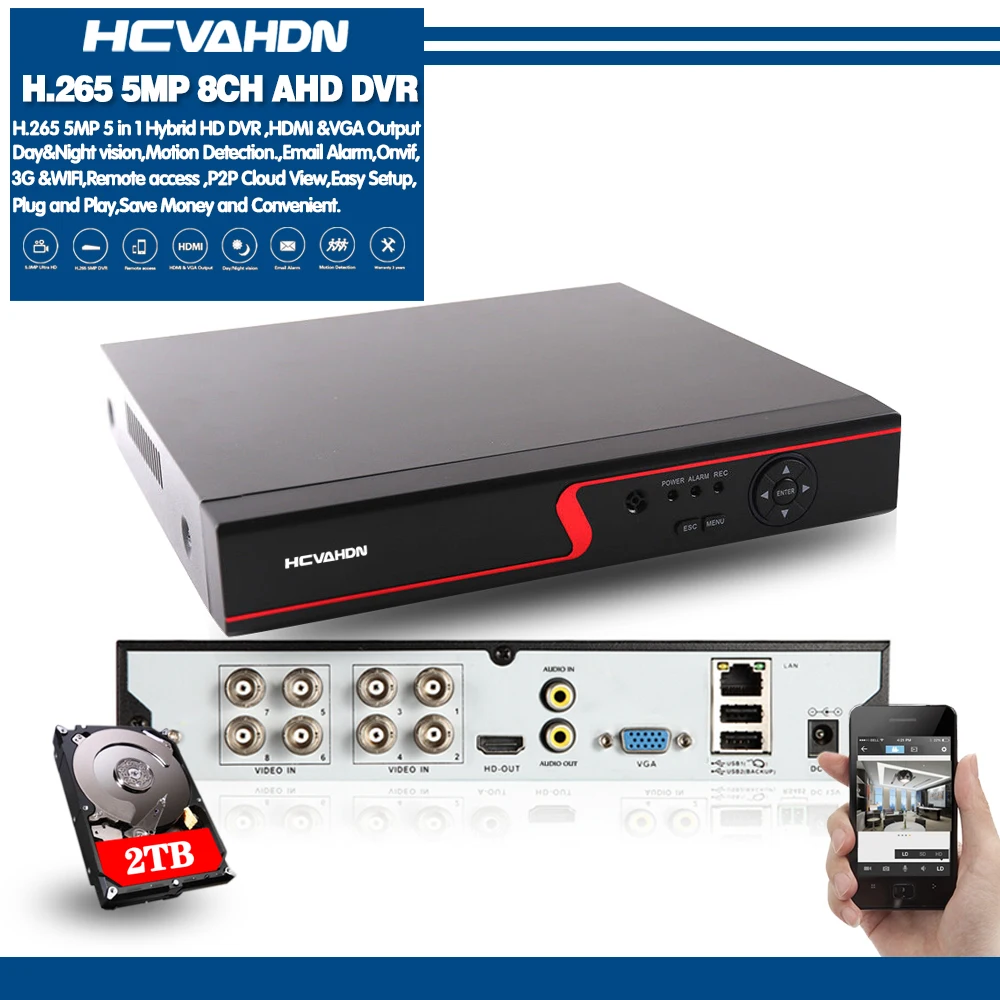 HCVAHDN 5MP DVR 8CH 16CH 4CH CCTV Security DVR For AHD Analog IP Camera XMEYE HDMI 1080P 5MP-N Video Surveillance DVR Recorder
HCVAHDN 5MP DVR 8CH 16CH 4CH CCTV Security DVR For AHD Analog IP Camera XMEYE HDMI 1080P 5MP-N Video Surveillance DVR Recorder