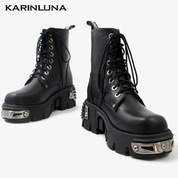Karinluna Dropship On Sale New Fashion Brand women shoes Metal Decoration Platform Sqaure Thick Heels Round Toe Punk Boots 
Karinluna Dropship On Sale New Fashion Brand women shoes Metal Decoration Platform Sqaure Thick Heels Round Toe Punk Boots