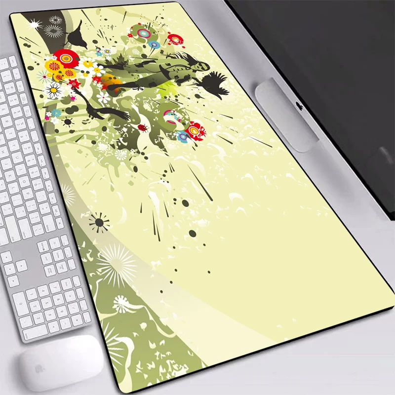 Mouse Pad Large Girl Blue Green Bird HD Wallpaper Pattern Desk Mat with Good Quality Locked Edge Printed for Gaming Mice | Компьютеры и