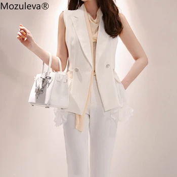Mozuleva Casual Women Pants Suits Lace Vest Blazer Jacket & High Waist Pencil Pants Casual 2 Pieces Set Female White Work Suits
Mozuleva Casual Women Pants Suits Lace Vest Blazer Jacket & High Waist Pencil Pants Casual 2 Pieces Set Female White Work Suits