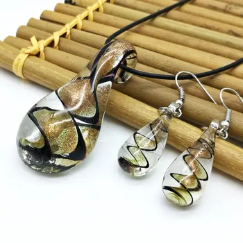 5 Sets Drop Shaped black Murano Lighting Glass Necklace Pendant Earrings
5 Sets Drop Shaped black Murano Lighting Glass Necklace Pendant Earrings