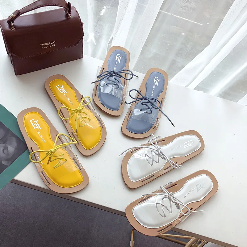 Amount of Running-Korean-style Soft-Sole Rubber Sole Lace-up Transparent Peep-Toe Anti-slip Flat Women's Single-strap Slipper Sl
Amount of Running-Korean-style Soft-Sole Rubber Sole Lace-up Transparent Peep-Toe Anti-slip Flat Women's Single-strap Slipper Sl