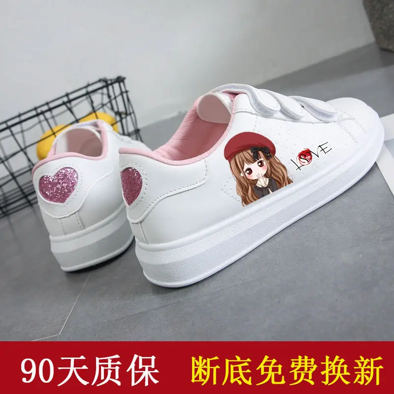 Shoe Student Korean-style Velcro-Style Leather White Shoes WOMEN'S Shoes Versatile Graffiti Shoes Gluing Flat Athletic Shoes 
Shoe Student Korean-style Velcro-Style Leather White Shoes WOMEN'S Shoes Versatile Graffiti Shoes Gluing Flat Athletic Shoes