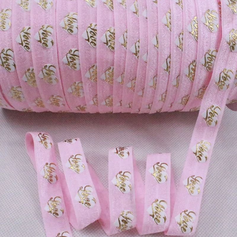 15mm Gold Foil Love On White Ink Heart Printed 123 Pearl Pink FOE Fold Over Elastic Ribbon For Valentine Day 50Yards
15mm Gold Foil Love On White Ink Heart Printed 123 Pearl Pink FOE Fold Over Elastic Ribbon For Valentine Day 50Yards