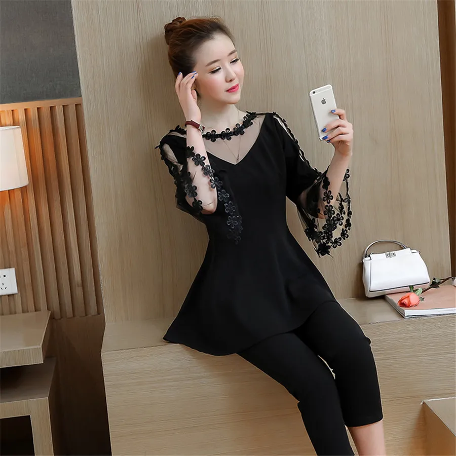 Large Size Tracksuit For Women Spring Two Piece Set Lace Flare Sleeve Two Piece Set Top And Pants Fashion
Large Size Tracksuit For Women Spring Two Piece Set Lace Flare Sleeve Two Piece Set Top And Pants Fashion