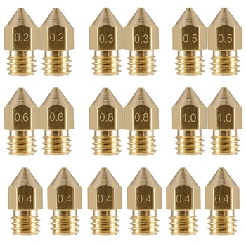 18 Pcs 3D Printer Nozzles M6 Extruder Brass Nozzle Print Head (2x0.2mm+2x0.3mm+6x0.4mm+2x0.5mm+2x0.6mm+2x0.8mm+2x1.0mm) for MK8 
18 Pcs 3D Printer Nozzles M6 Extruder Brass Nozzle Print Head (2x0.2mm+2x0.3mm+6x0.4mm+2x0.5mm+2x0.6mm+2x0.8mm+2x1.0mm) for MK8