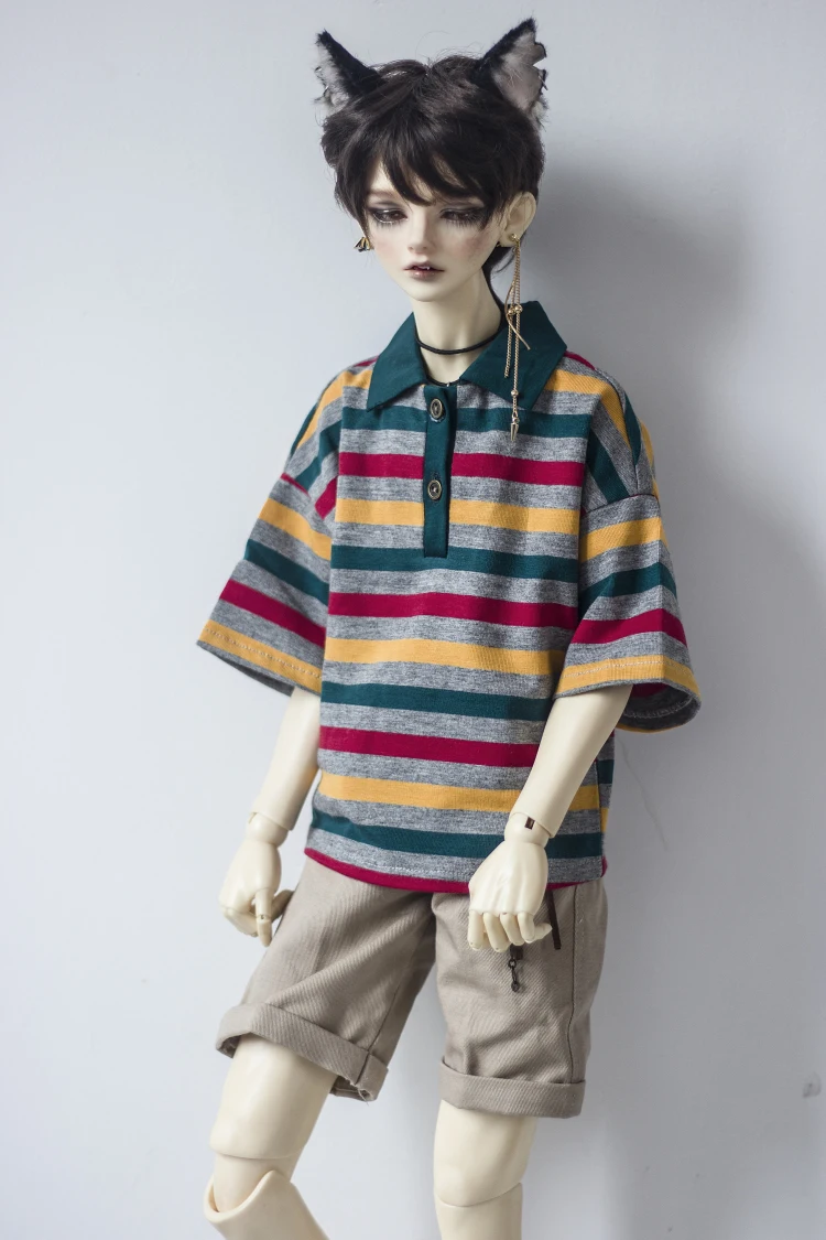 BJD doll suit for 1/3 1/4 MSD Uncle doll size red, yellow, green and gray striped shirt with short sleeves doll accessories
BJD doll suit for 1/3 1/4 MSD Uncle doll size red, yellow, green and gray striped shirt with short sleeves doll accessories