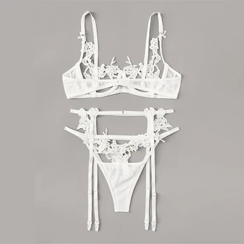 Women 3pcs/Set Sexy Lace Lingerie Lingerie Corset Underwire Racy Underwear Tops Bra And Panty With Garter Muslin Bra Set
Women 3pcs/Set Sexy Lace Lingerie Lingerie Corset Underwire Racy Underwear Tops Bra And Panty With Garter Muslin Bra Set