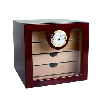 

Elegant COHIBA 4 Drawers High Glossy Finish Wooden Cigar Cabinet Humidor Storage Box W/ Electronic Hygrometer Humidors