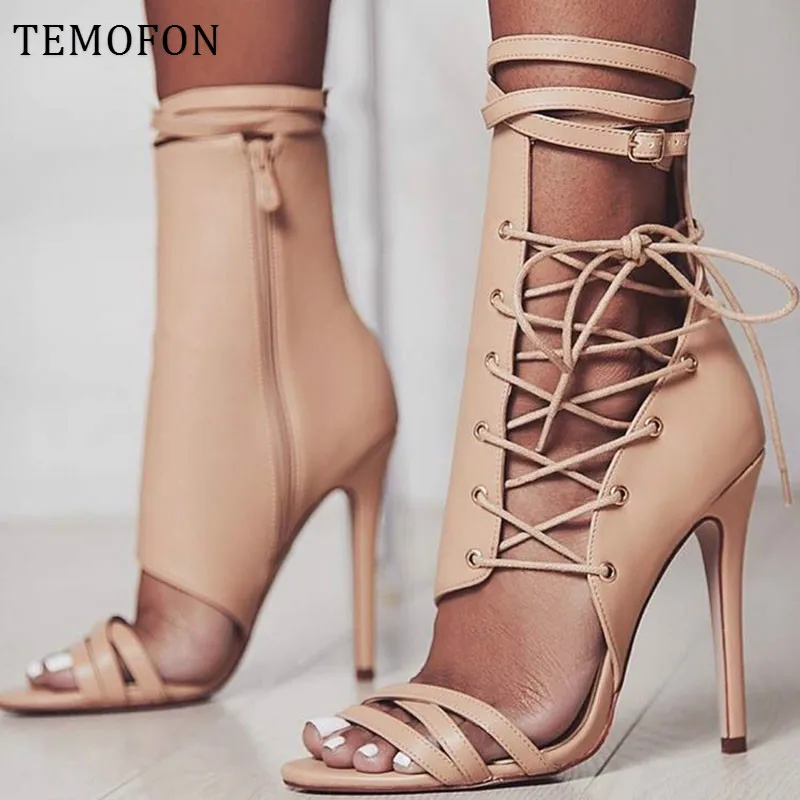 TEMOFON high heel peep toe pumps women lace-up pumps fashion buckle strap sexy black female shoes wedding party tacones HVT720
TEMOFON high heel peep toe pumps women lace-up pumps fashion buckle strap sexy black female shoes wedding party tacones HVT720