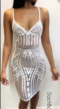 Slip Sequined Sexy Women Dress V-Neck Black White Simple Elegant Homecoming Evening Party Fashion Dress
Slip Sequined Sexy Women Dress V-Neck Black White Simple Elegant Homecoming Evening Party Fashion Dress