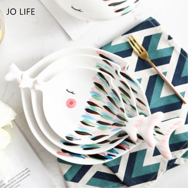 JO LIFE Cartoon Kiss Fish Ceramic Plate Porcelain Dinner Plate Dinnerware Snack Dishes Dessert Cake Fruit Tray
JO LIFE Cartoon Kiss Fish Ceramic Plate Porcelain Dinner Plate Dinnerware Snack Dishes Dessert Cake Fruit Tray