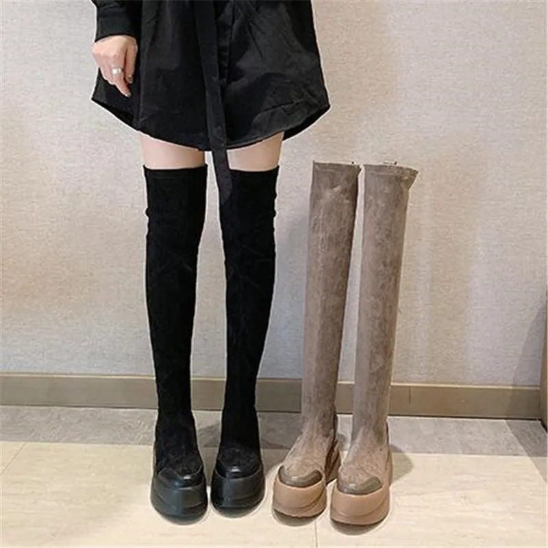 Autumn Fashion Over The Knee Boots Women Flock Leather Thigh High Boots Platform Stretch Slim Sexy Ladies Women's Winter Boots
Autumn Fashion Over The Knee Boots Women Flock Leather Thigh High Boots Platform Stretch Slim Sexy Ladies Women's Winter Boots