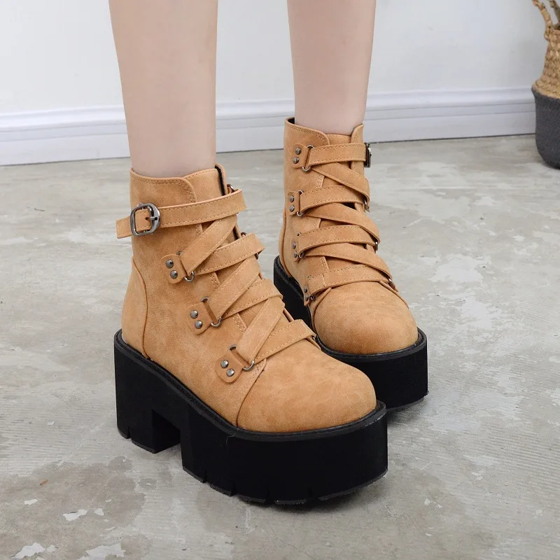 Spring Autumn Ankle Boots Women Platform Boots Rubber Sole Buckle Black Leather PU High Heels Shoes Woman Comfortable rtg6
Spring Autumn Ankle Boots Women Platform Boots Rubber Sole Buckle Black Leather PU High Heels Shoes Woman Comfortable rtg6
