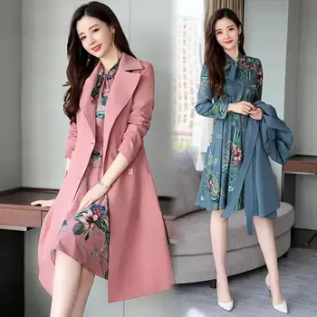 Spring Autumn Ladies Dress Suits for Office Wear Long Trench Coat and Knee Length Dress 2 Piece Set Women Formal Dresses Suit 
Spring Autumn Ladies Dress Suits for Office Wear Long Trench Coat and Knee Length Dress 2 Piece Set Women Formal Dresses Suit