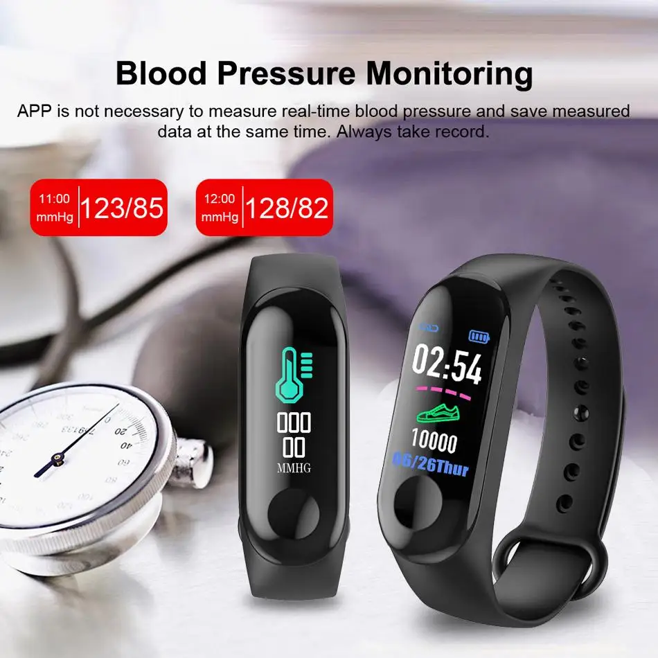 

Smart Band Watch Bracelet Wristband Fitness Tracker Blood Pressure HeartRate M3s