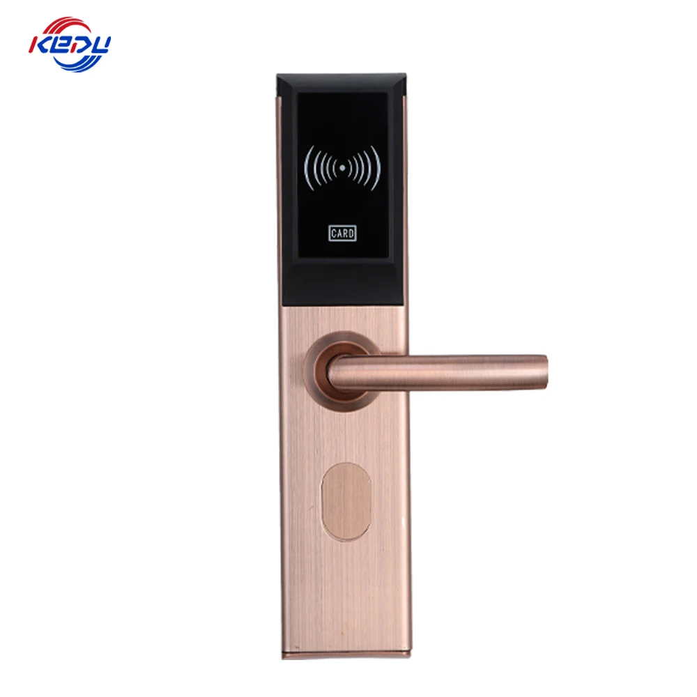 

KEPU Electronic Waterproof Biometric Swipe Key Card Door Lever Handle Patch Hyundae Lock For Hotels