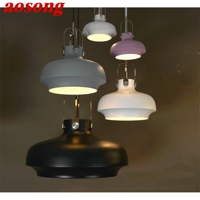 

AOSONG Nordic Pendant Light Modern Creative Colorful LED Lamps Fixtures For Home Decorative Dining Room