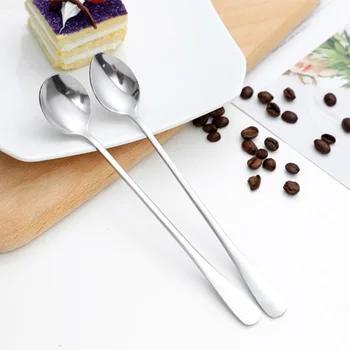 

1PC Long Handled Stainless Steel Coffee Spoon Ice Cream Dessert Tea Drink Stirring Spoon For Picnic Kitchen Office Tool Dropship
