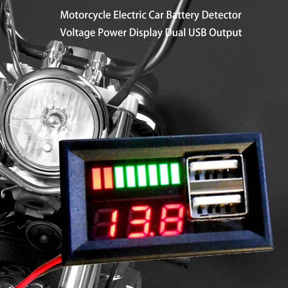 12V Digital Battery Capacity Indicator Voltmeter Volt Tester Detector Power Display Dual USB Output For Motorcycle | Автомобили и