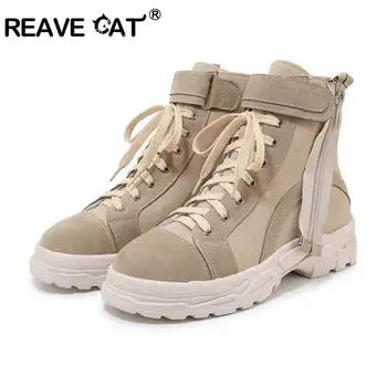 REAVE CAT Women Ankle Boots Round Toe Hook&Loop Anti slip Square Thick Heel Flock Zipper Patchwork Cross-tied Hiking size 29-46
REAVE CAT Women Ankle Boots Round Toe Hook&Loop Anti slip Square Thick Heel Flock Zipper Patchwork Cross-tied Hiking size 29-46