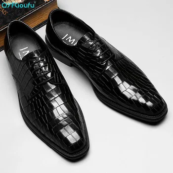 QYFCIOUFU New 2019 Fashion Black Mens Formal Shoes Genuine Leather Lace-up Mens Dress Shoes Alligator Pattern Men Wedding Shoes 
QYFCIOUFU New 2019 Fashion Black Mens Formal Shoes Genuine Leather Lace-up Mens Dress Shoes Alligator Pattern Men Wedding Shoes