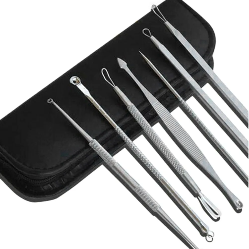 7Pcs Stainless Steel Blackhead Extractor Remover Tool Pimple Blemish Extractor Facial Skincare Set Kit With Leather Storage bag
7Pcs Stainless Steel Blackhead Extractor Remover Tool Pimple Blemish Extractor Facial Skincare Set Kit With Leather Storage bag