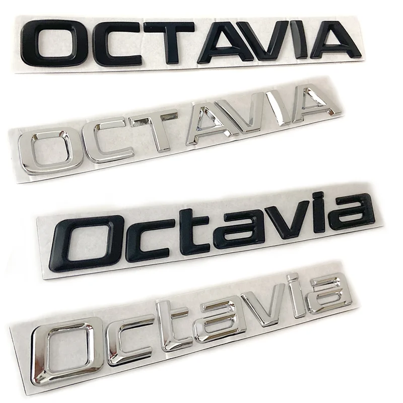 Фото Высококачественная Металлическая Наклейка 3D Octavia черная серебряная эмблема с