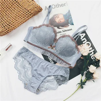 New sexy lace lace mid-thick cup small breasts gathered adjustment type no steel ring lingerie bra set
New sexy lace lace mid-thick cup small breasts gathered adjustment type no steel ring lingerie bra set