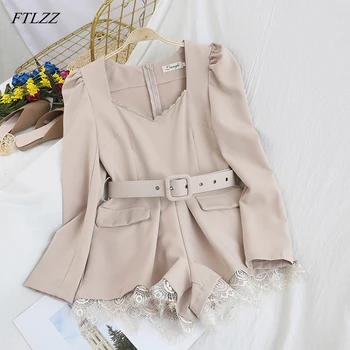 FTLZZ Women Sexy Jumpsuit Sashes Slim Waist Back Zipper Ladies Elegant Solid Lace Patchwork Wide Leg Short Bodysuits Spring
FTLZZ Women Sexy Jumpsuit Sashes Slim Waist Back Zipper Ladies Elegant Solid Lace Patchwork Wide Leg Short Bodysuits Spring