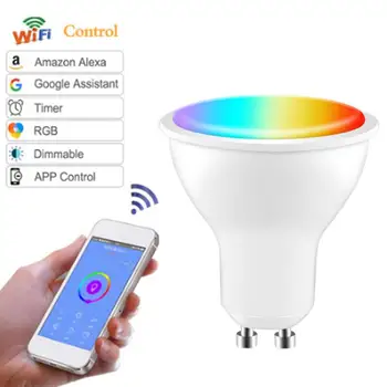 Led Spotlight Smart Wifi Led Bulb Lamp AC85V-265V RGBW Dimming 6W E27 GU10 Gu5.3 Work With Google Home Smart WIFI Spotlights
Led Spotlight Smart Wifi Led Bulb Lamp AC85V-265V RGBW Dimming 6W E27 GU10 Gu5.3 Work With Google Home Smart WIFI Spotlights