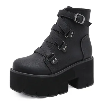 Fashion Women Platform Boots Spring Autumn Ankle Boots Rubber Sole Buckle Black Leather PU High Heels Woman Comfortable Shoes
Fashion Women Platform Boots Spring Autumn Ankle Boots Rubber Sole Buckle Black Leather PU High Heels Woman Comfortable Shoes