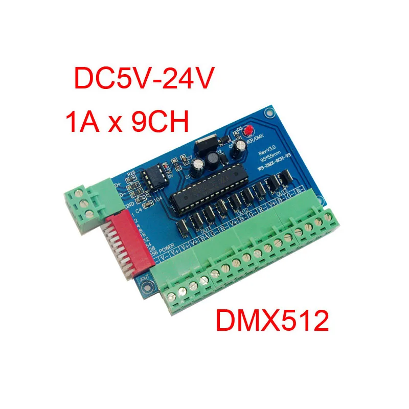 1pcs/lot DC5V-24V 9CH DMX512 LED Decoder 9 channel DMX 3P Constant voltage controller dimmer For led lights lamp Free shipping
1pcs/lot DC5V-24V 9CH DMX512 LED Decoder 9 channel DMX 3P Constant voltage controller dimmer For led lights lamp Free shipping