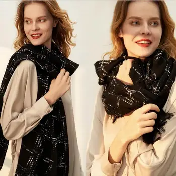 Scarf 100 Women Wool High Quality Pure Wool Scarfs Fashion Shinning Black Shawls Winter Warm Lady Gift Free Shipping
Scarf 100 Women Wool High Quality Pure Wool Scarfs Fashion Shinning Black Shawls Winter Warm Lady Gift Free Shipping