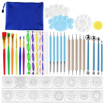 49Pcs Mandala Dotting Tools Set Stencil Dotting Painting Mandala Paint Kit Brushes Art Paint Tray Marks Supplies
49Pcs Mandala Dotting Tools Set Stencil Dotting Painting Mandala Paint Kit Brushes Art Paint Tray Marks Supplies