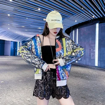 Women Sequin Coat Bomber Jacket Long Sleeve Zipper Streetwear Casual Loose Glitter Outerwear 2020 Fashion Female Autumn Coat
Women Sequin Coat Bomber Jacket Long Sleeve Zipper Streetwear Casual Loose Glitter Outerwear 2020 Fashion Female Autumn Coat