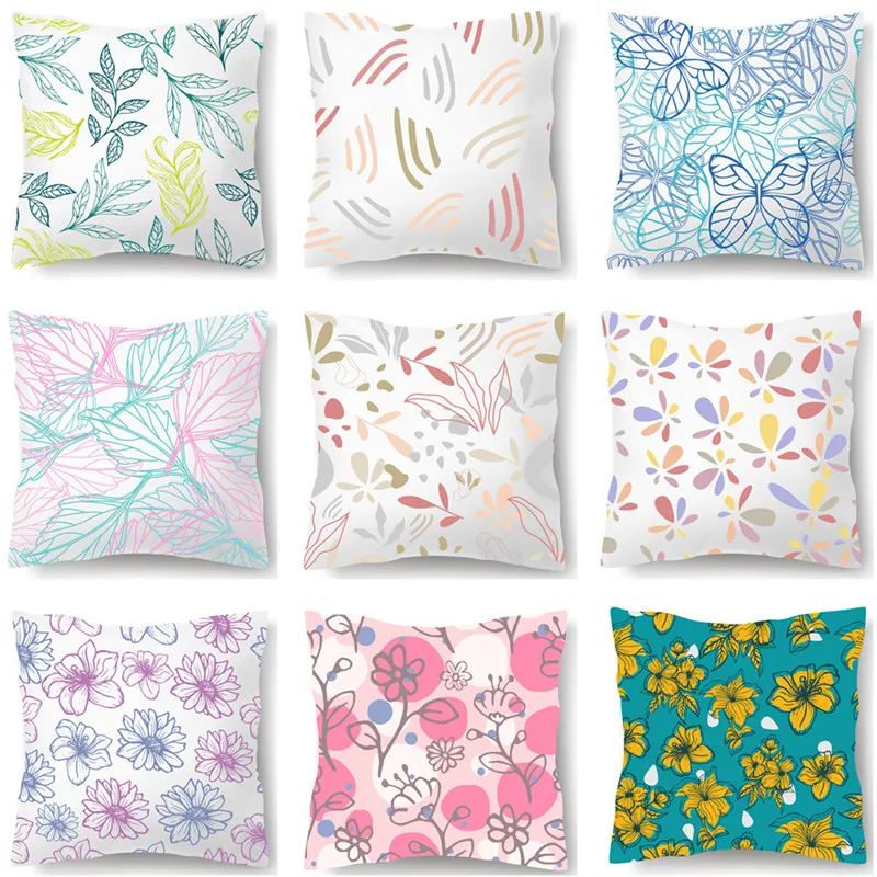 

Flower Print Nordic Pillowcase Polyester Cushion Cover Home Decor 45x45CM Decorative Sofa Pillow Case Scandinavian Pillowcase