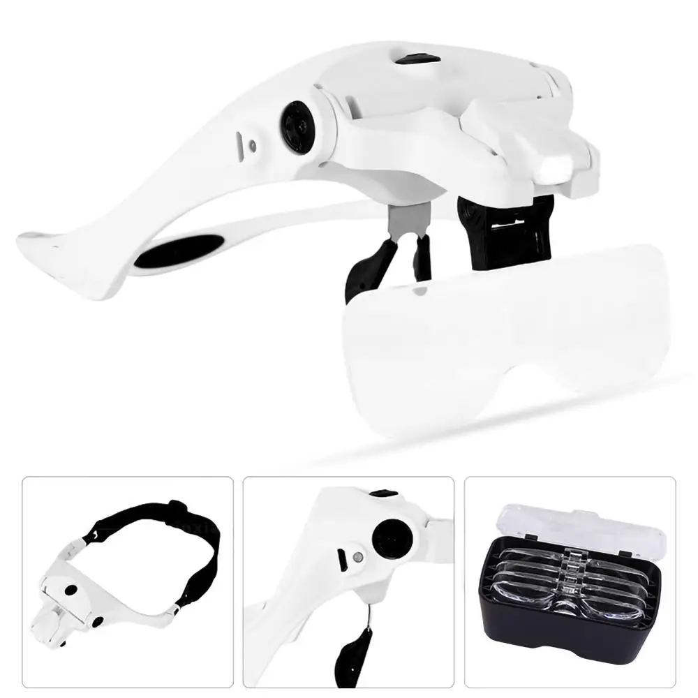 USB Charging with 2LED and a Head-mounted Magnifying Glass Interchangeable with 5 Multiple Reading Repair Magnifiers 40DC12
USB Charging with 2LED and a Head-mounted Magnifying Glass Interchangeable with 5 Multiple Reading Repair Magnifiers 40DC12