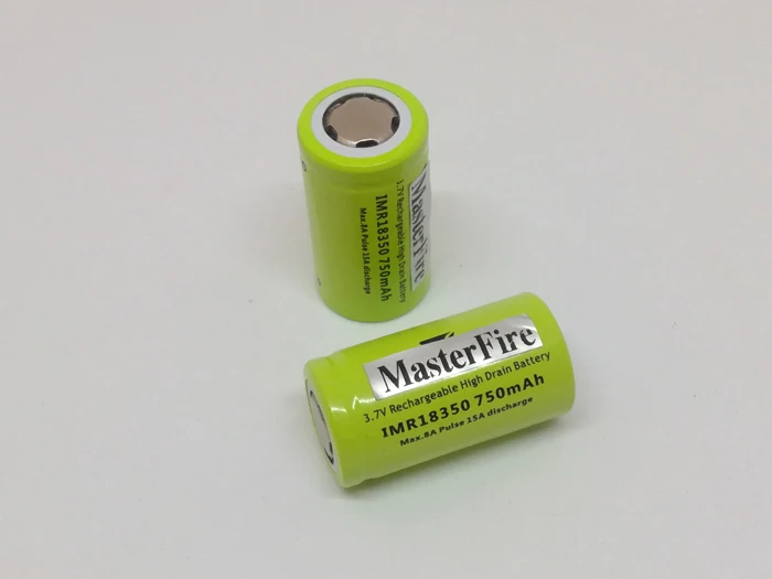 2pcs/lot MasterFire IMR18350 750mAh 3.7V high drain Li-ion battery 18350 lithium batteries cell 8A continuous discharge
2pcs/lot MasterFire IMR18350 750mAh 3.7V high drain Li-ion battery 18350 lithium batteries cell 8A continuous discharge