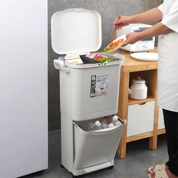 38L Plastic Large Double Layers Trash Bin Kitchen Waste Sorting Bins Double-deck Cover Classified Dustbin Storage Bucket Kitchen
38L Plastic Large Double Layers Trash Bin Kitchen Waste Sorting Bins Double-deck Cover Classified Dustbin Storage Bucket Kitchen