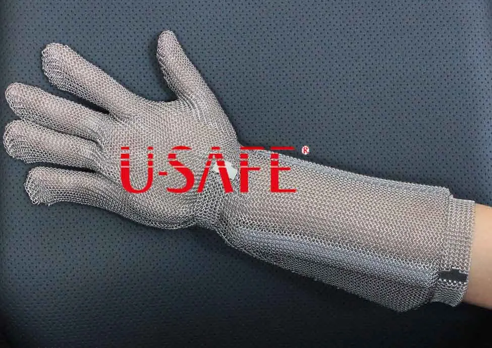 Фото Цельнометаллические длинные манжеты Chainmail устойчивые к порезам защитные | Защитные перчатки (4000243979409)