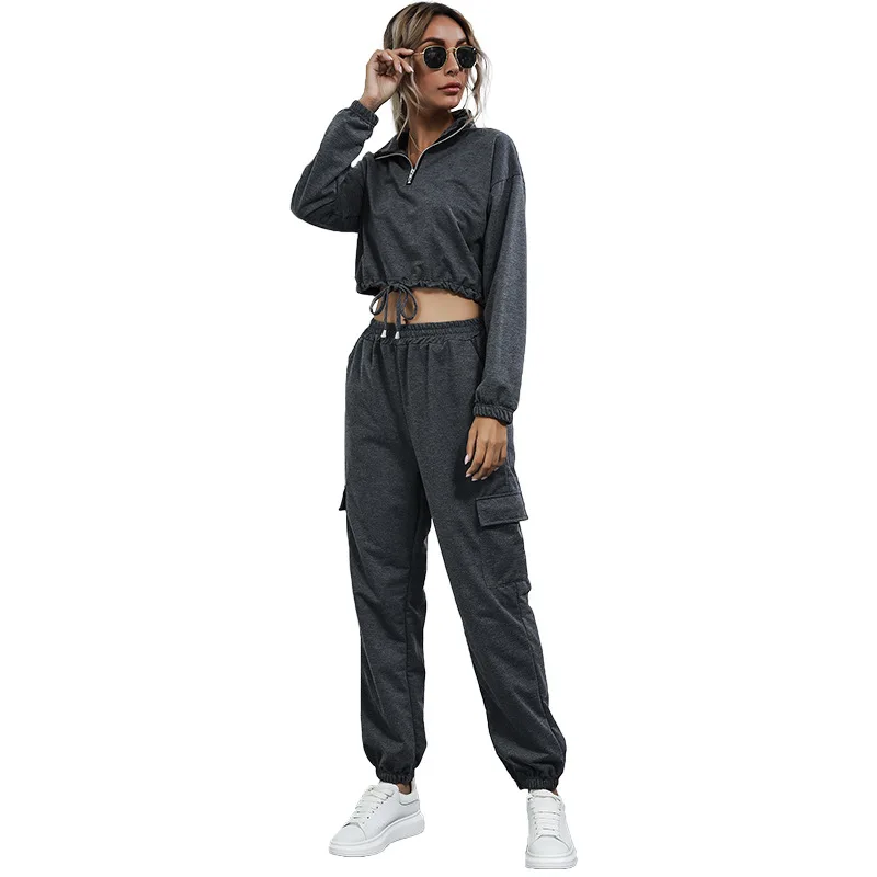 Fashion 2 Piece Outfits for Women Pants and Top Street Style Zipper V-Neck Short Solid Tops Lounge Wear Sport Set Autumn
Fashion 2 Piece Outfits for Women Pants and Top Street Style Zipper V-Neck Short Solid Tops Lounge Wear Sport Set Autumn