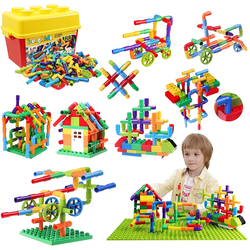 176 pcs DIY Water Pipe Building Blocks Toy with Storage Bucket Baseplate Pipeline Construction Toy Educational Toys For Children
176 pcs DIY Water Pipe Building Blocks Toy with Storage Bucket Baseplate Pipeline Construction Toy Educational Toys For Children