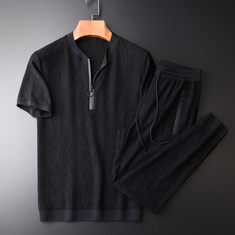 Baseball Collar Men (T-SHIRTS+PANTS) Plus Size 4XL Wrinkle Fabric Casual Thin Man Summer Ninth Pants Mans Sets
Baseball Collar Men (T-SHIRTS+PANTS) Plus Size 4XL Wrinkle Fabric Casual Thin Man Summer Ninth Pants Mans Sets