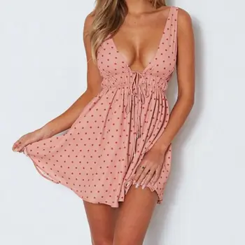Goocheer Women Boho Chic Deep V Neck Backless Bandage Polka Dot Short Dresses Party Evening Beach Holiday Sun Dress
Goocheer Women Boho Chic Deep V Neck Backless Bandage Polka Dot Short Dresses Party Evening Beach Holiday Sun Dress