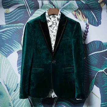 Luxury Green Velvet Smoking Jacket Men Contrast Collar Men's Blazer Dress Velour Slim Fit Banquet Ensemble Veste Homme Costume
Luxury Green Velvet Smoking Jacket Men Contrast Collar Men's Blazer Dress Velour Slim Fit Banquet Ensemble Veste Homme Costume