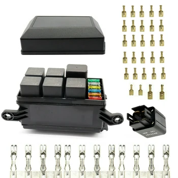 Universal 6-Way Fuse Box Relay With 6 Relays 12V Car Truck ATC/ATO Fuse Holder Box with Spade Terminals and Fuse
Universal 6-Way Fuse Box Relay With 6 Relays 12V Car Truck ATC/ATO Fuse Holder Box with Spade Terminals and Fuse